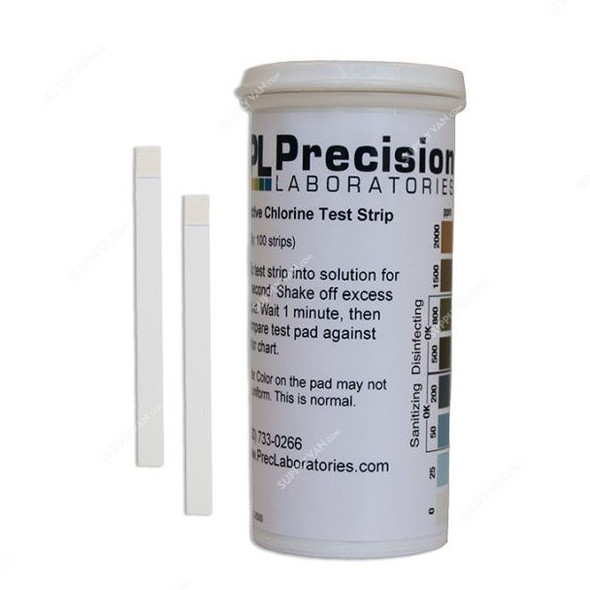 Precision Active Chlorine Test Strip, CHL-2000, 2000ppm, 64 x 5MM, PK100