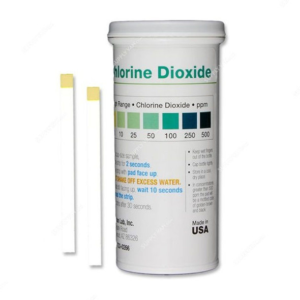 Precision Chlorine Dioxide Test Strip, CHL-D500, 500ppm, 64 x 5MM, PK50