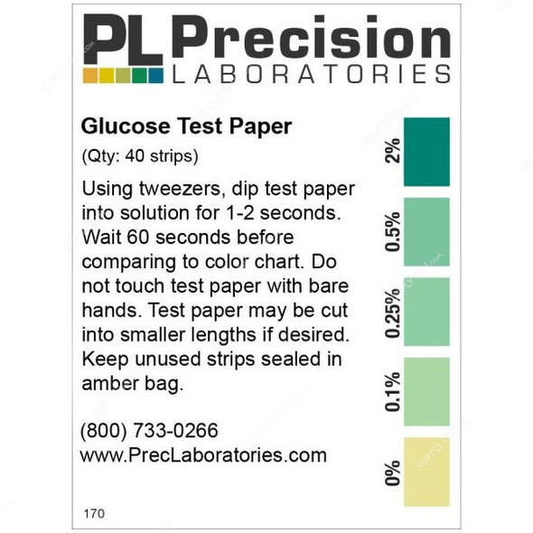 Precision Glucose Test Paper, 170, 102 x 6MM, PK40
