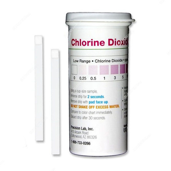 Precision Residual Chlorine Dioxide Test Strip, CHL-D10, 10ppm, 64 x 5MM, PK50