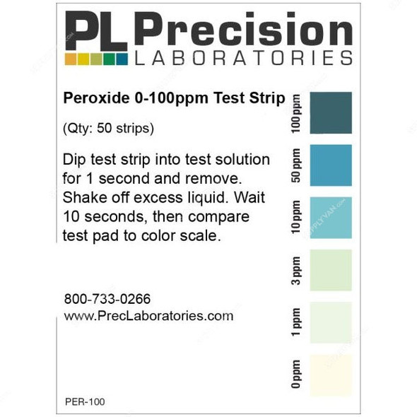 Precision Peroxide Test Strip, PER-100, 100ppm, 64 x 5MM, PK50