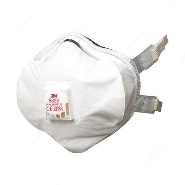 3M Particulate Respirator, 8835, Free Size, FFP3, Valved, White