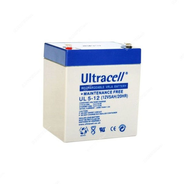 Ultracell VRLA Battery, UL5-12, 12V, 5A