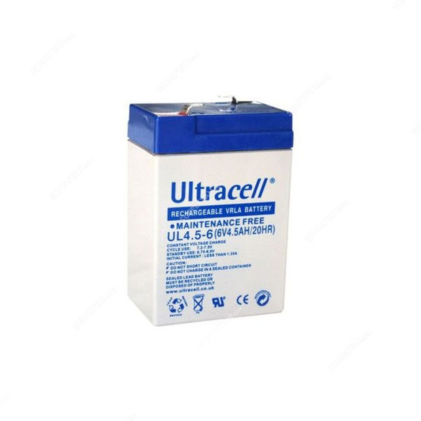 Ultracell VRLA Battery, UL4.5-6, 6V, 4.5A