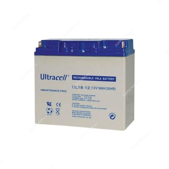 Ultracell VRLA Battery, UL18-12, 12V, 18A