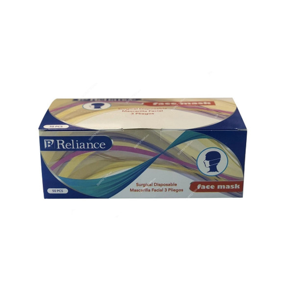 Reliance Surgical Disposable Face Mask, Universal, 3 Ply, 50PCS/Box