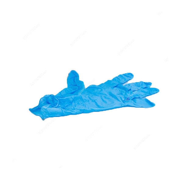 Hotpack Nitrile Examination Gloves, PFNGL, Powder Free, Blue, L, 100 Pcs/Pack