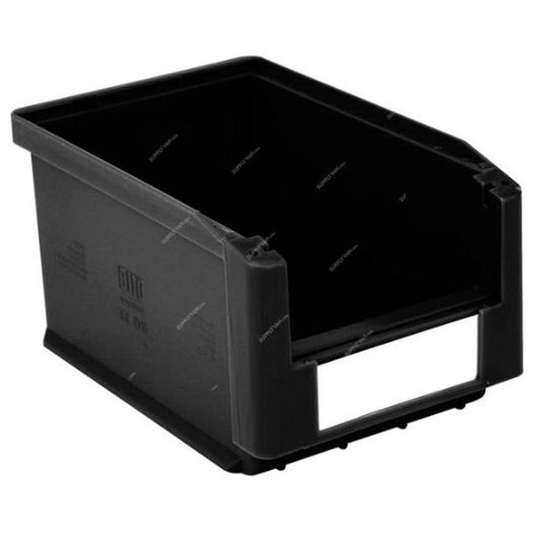 Bito Storage Bin With Pick Opening, SK2311, Polypropylene, 150MM Width x 230MM Length, 3 Ltrs Capacity, Black, 5 Pcs/Pack