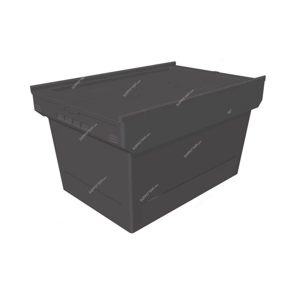 Bito Attached Lid Container, MBD64321, Polypropylene, 54 Ltrs, 610 x 400MM, Black