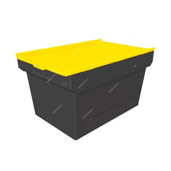 Bito Attached Lid Container, MBD64321, Polypropylene, 54 Ltrs, 610 x 400MM, Black and Yellow