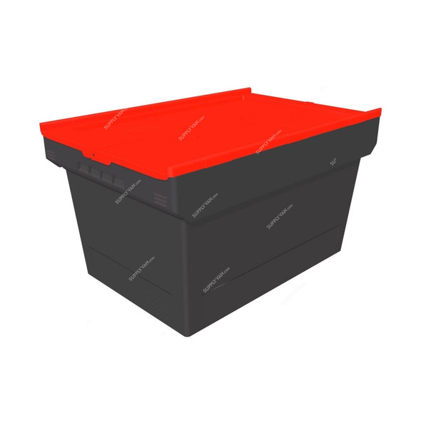 Bito Attached Lid Container, MBD64321, Polypropylene, 54 Ltrs, 610 x 400MM, Black and Red