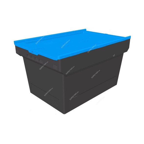 Bito Attached Lid Container, MBD64321, Polypropylene, 54 Ltrs, 610 x 400MM, Black and Blue