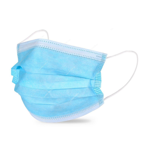 Disposable Protective Face Mask, Universal, 3 Ply, Blue, 50 Pcs/Pack