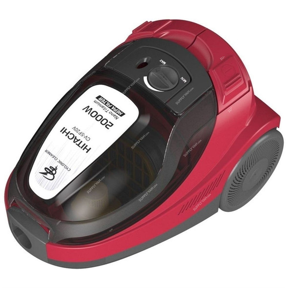 Hitachi Bagless Canister Vacuum Cleaner, CVSF20V24CBSLBR, 2000W, 220-240V, 1.6 Ltrs, Red and Black