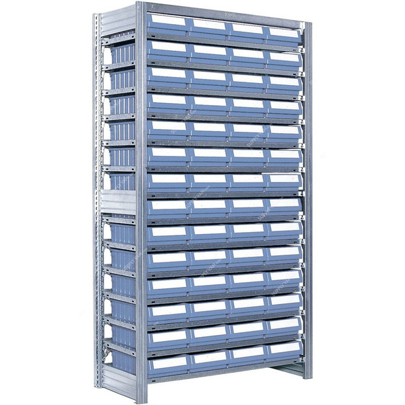 Bito Boltless Shelving With Shelf Trays, SKR6209G, 14 Shelves, 1850 x 1058MM, Blue