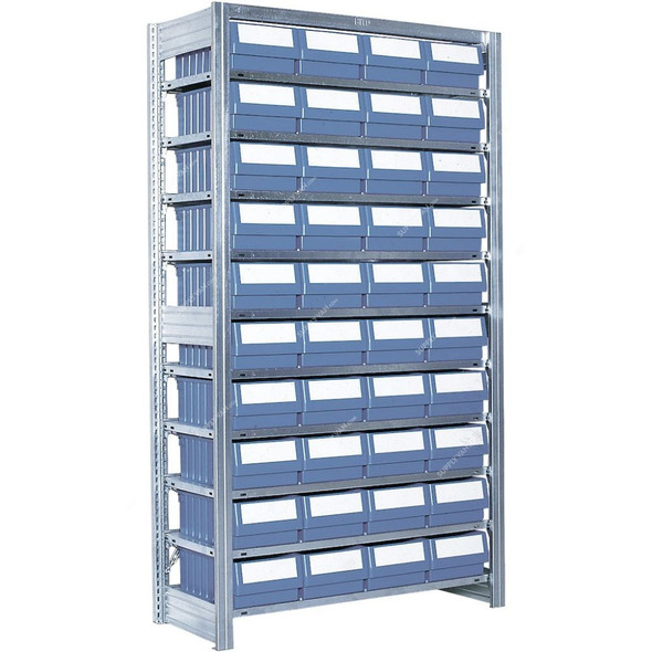 Bito Boltless Shelving With Shelf Trays, SKR3214A, 10 Shelves, 1850 x 1008MM, Blue