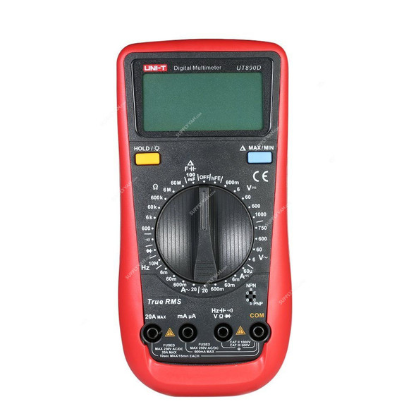 Uni-T True RMS Digital Multimeter, UT890D, 6000 Count, 750V, 20A