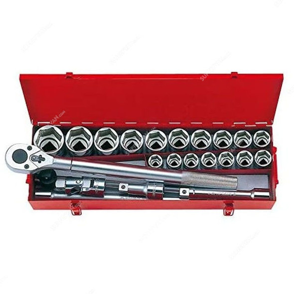 Kingtony Socket Wrench Set, 6323MR, 3/4 Inch Drive, 23 Pcs/Set