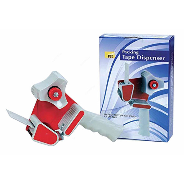 PSI Packing Tape Dispenser, PSDRT15011, Red and White