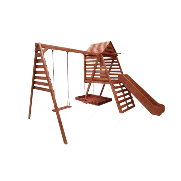 Outdoor Playhouse With Single Swing, Soft Wood