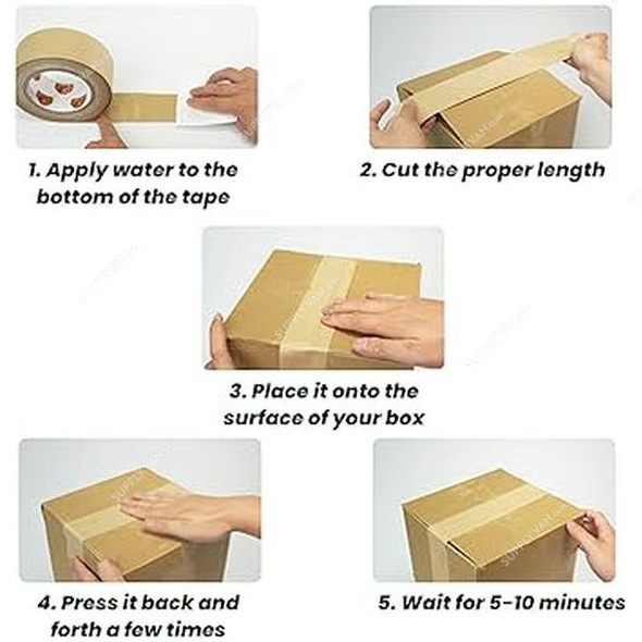 Reinforced Kraft Paper Tape Water Activated, 72MM Width x 50 Mtrs Length, Brown, 24 Pcs/Pack