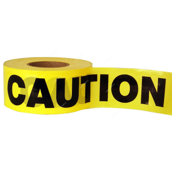 Caution Warning Tape, 3 Inch x 100 Mtrs, Yellow