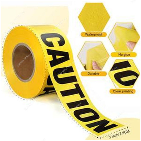Caution Warning Tape, 3 Inch Width x 100 Mtrs Length, Yellow
