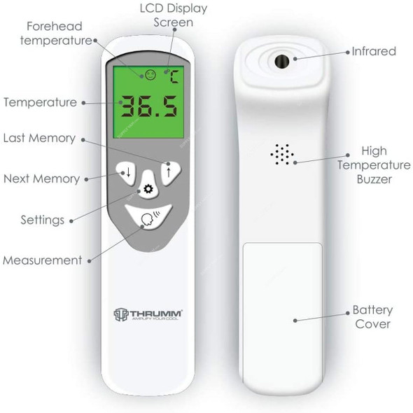 Thrumm Digital Infrared Thermometer, THAXD-515, 10 to 40 Deg.C