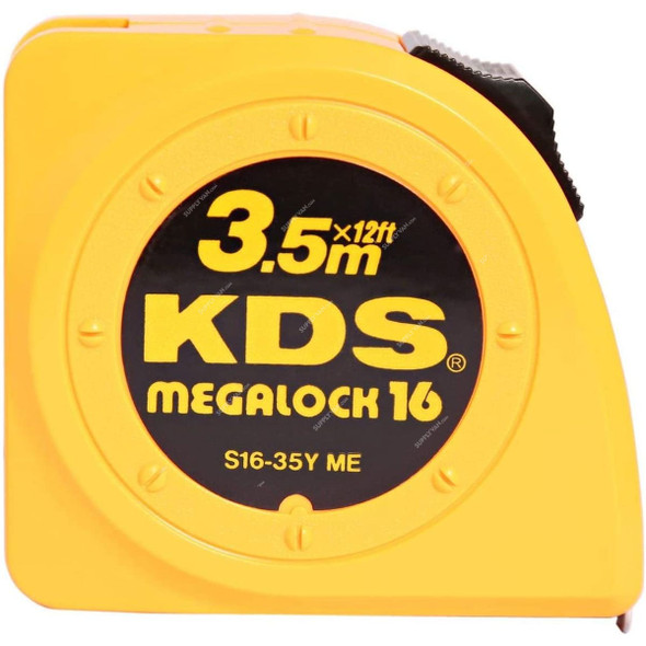 Kds Measuring Tape, S16-35MEN, Steel, 3.5 Mtrs, Yellow