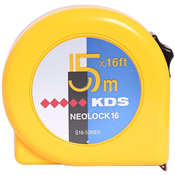 Kds Measuring Tape, S16-50MEN, Steel, 5 Mtrs, Yellow