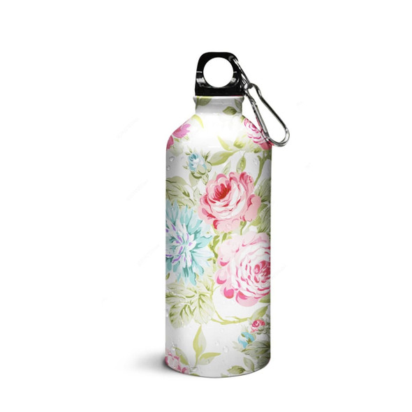 Wackylicious Floral Sipper Water Bottle, 600ML, Multicolor