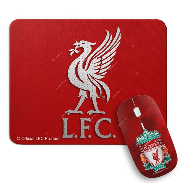 Wackylicious Liverpool Wireless Mouse With Mouse Pad, 1486-1231-613, White/Red, Combo Offer