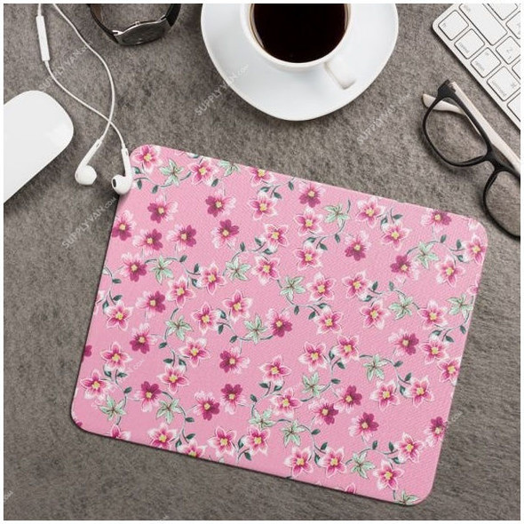 Wackylicious Floral Mouse Pad, 618-410-95, PU Leather, 18 x 21CM, Pink
