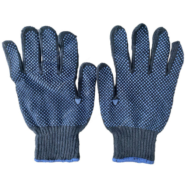 Double Side Dotted Gloves, Free Size, Blue, 12 Pairs/Pack