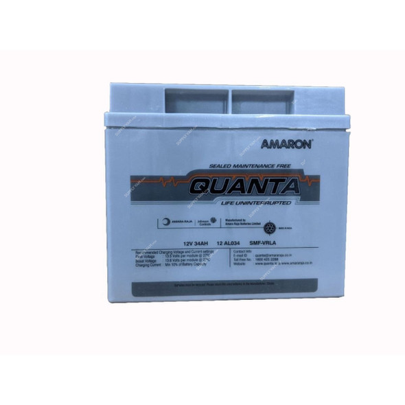 Amaron Quanta Lead Acid Battery, 12AL034, 12VDC, 34Ah