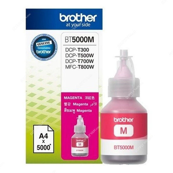 Brother Inkjet Ink Bottle, BT5000M, 5000 Pages, 48.8ML, Magenta