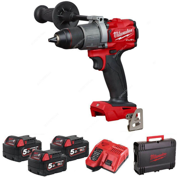 Milwaukee Fuel Hammer Drill Kit, M18FPD2-503X, 2000 RPM, 18V, 6 Pcs/Kit