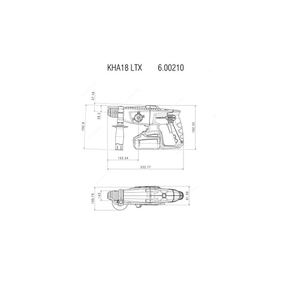 Metabo Cordless Hammer Drill With Cardboard Box, KHA-18-LTX, 600210890, 18V