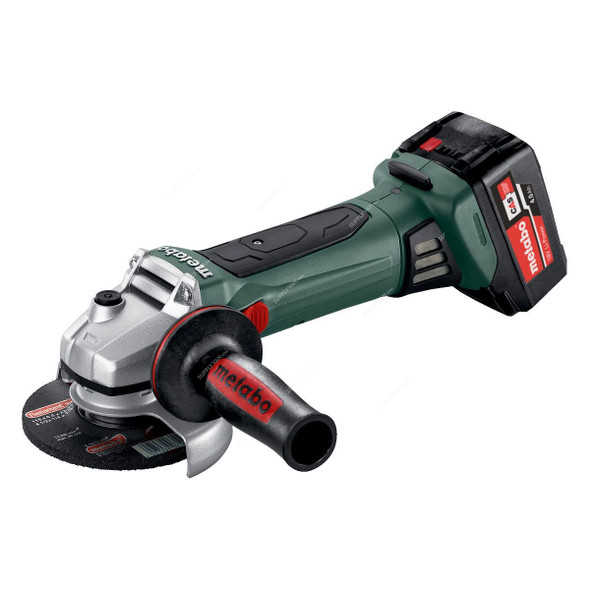 Metabo Cordless Angle Grinder With Plastic Carry Case, W-18-LTX-125-Quick, 18V, 125MM, 2 x 4Ah Battery