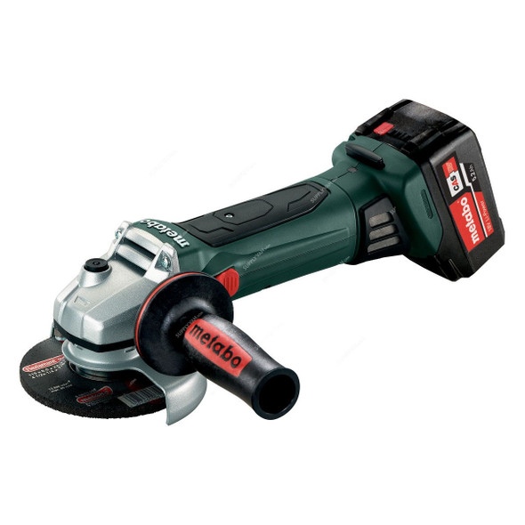 Metabo Cordless Angle Grinder With Plastic Carry Case, W-18-LTX-125-Quick, 18V, 125MM, 2 x 5.2Ah Battery