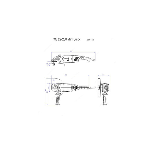 Metabo Angle Grinder With Cardboard Box, WE-22-230-MVT-Quick, 2200W, 230MM