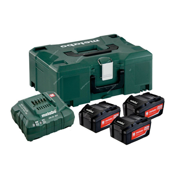 Metabo Cordless Tool Battery Set With Metaloc Case, 685063000, 18V, 3 x 4Ah Battery
