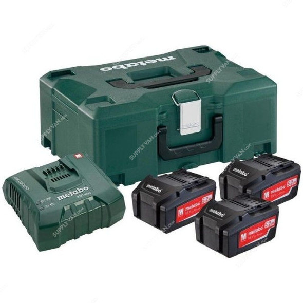 Metabo Cordless Tool Battery Set With Metaloc Case, 685068000, 18V, 3 x 5.2Ah Battery