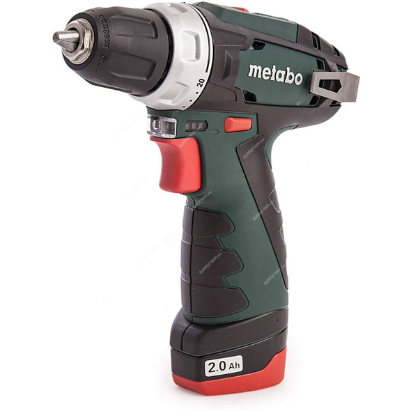 Metabo Cordless Drill With 15 Bit Set, 600080930, PowerMaxx BS, 10.8V, 2 x 2Ah Battery