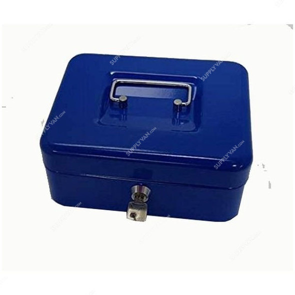 Deluxe Metal Cash Box, CB10, 10 Inch, Blue