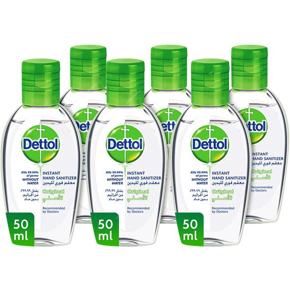 Dettol Original Anti-Bacterial Hand Sanitizer, 50ML, 6 Pcs/Pack