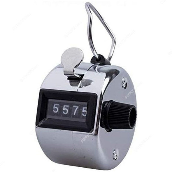 Handheld Tally Counter With 4 Digital Number, 9999 Display Count, Silver