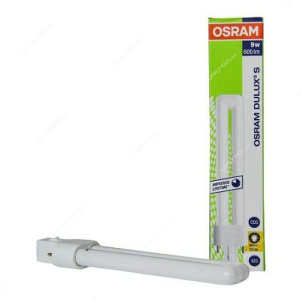 Osram Compact Fluorescent Lamp, Dulux S, 830, 9W, 3000K, Warm White