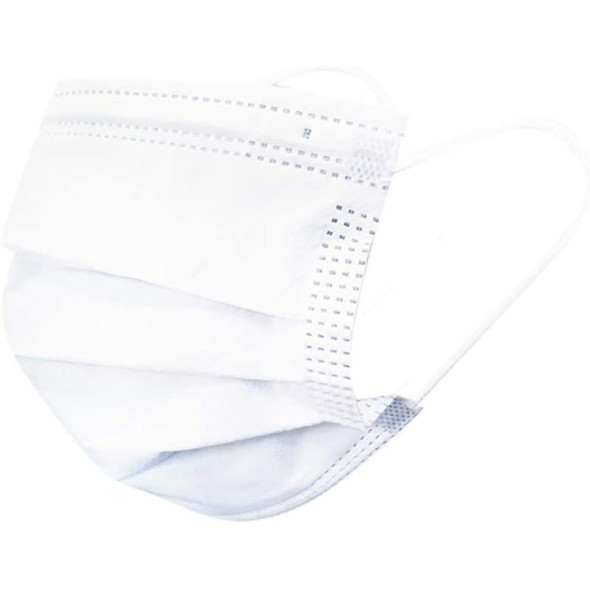 Disposable Face Mask, Non-Woven, 3 Layer, White, 100 Pcs/Pack
