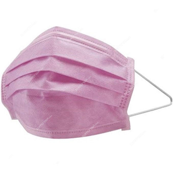 Disposable Face Mask, 3 Layer, Pink, 100 Pcs/Pack